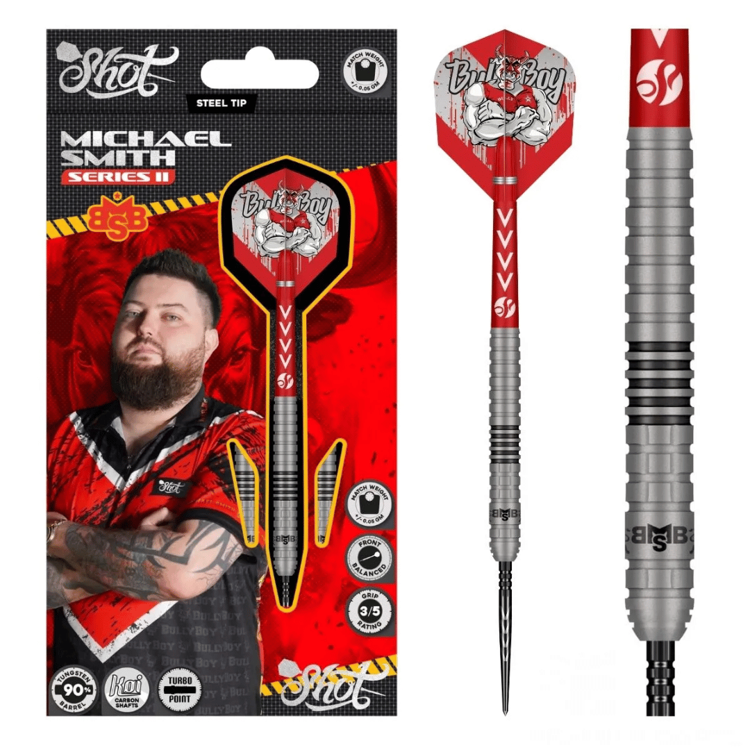 Shot Michael Smith Series II TP 90% Tungsten Steel Tip Darts